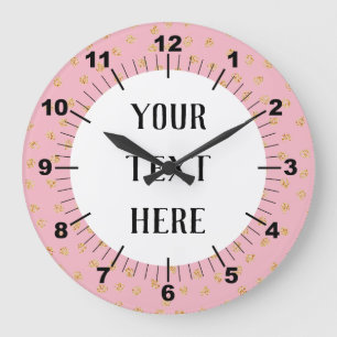 Grande Horloge Ronde Points rose et or personnalisés
