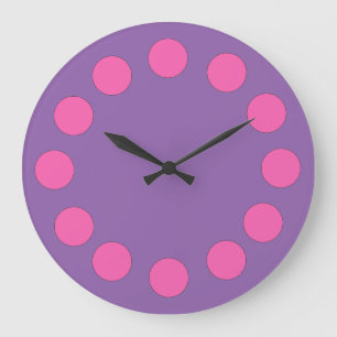 Grande Horloge Ronde Points roses colorés sur la couleur faite sur
