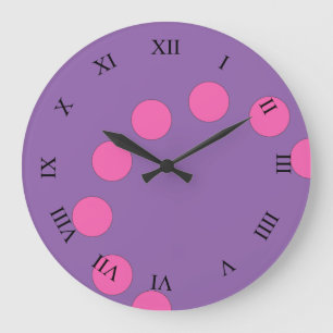 Grande Horloge Ronde Points roses espiègles sur la couleur faite sur