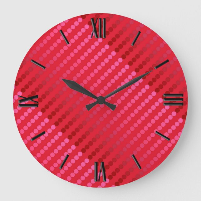 Grande Horloge Ronde Points satinés - nuances de rouge profond (Recto)