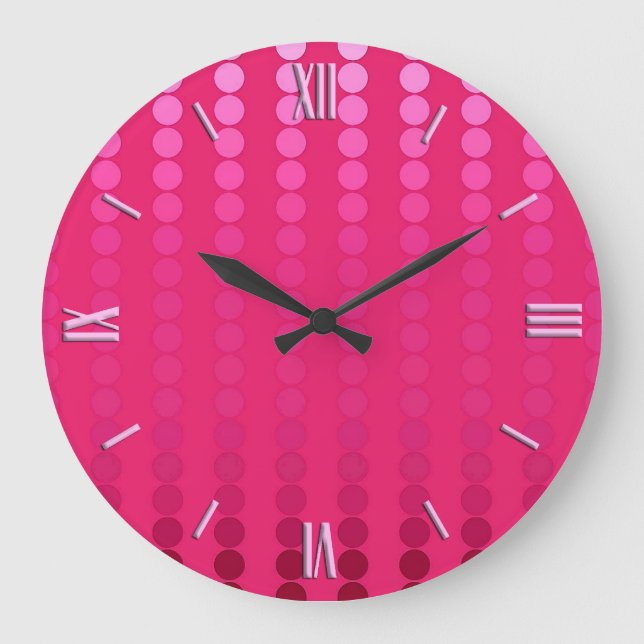 Grande Horloge Ronde Points satinés - nuances rose fuchsia (Recto)