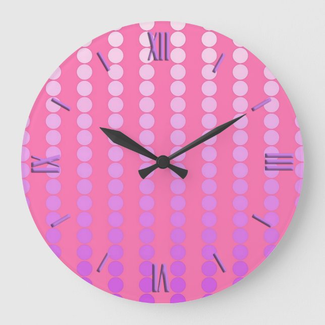 Grande Horloge Ronde Points satinés - rose et orchidée (Recto)