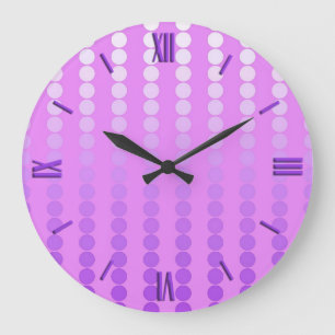 Grande Horloge Ronde Points satinés - teintes d'orchidée