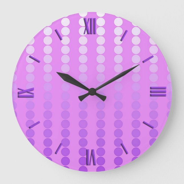 Grande Horloge Ronde Points satinés - teintes d'orchidée (Recto)