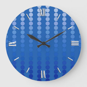 Grande Horloge Ronde Points satinés - tons bleu acier