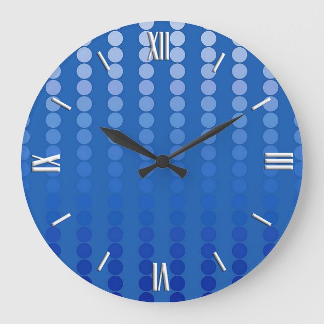 Grande Horloge Ronde Points satinés - tons bleu acier (Recto)