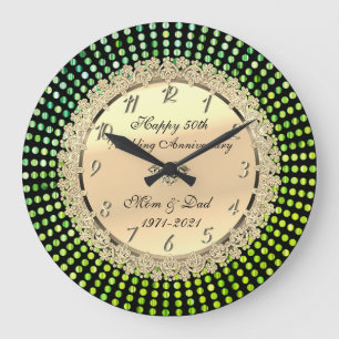 Grande Horloge Ronde Points verts, 50e anniversaire de mariage noir