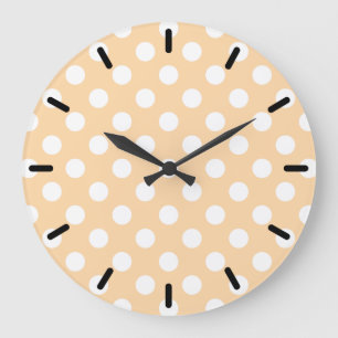 Grande Horloge Ronde Pois blancs sur beige
