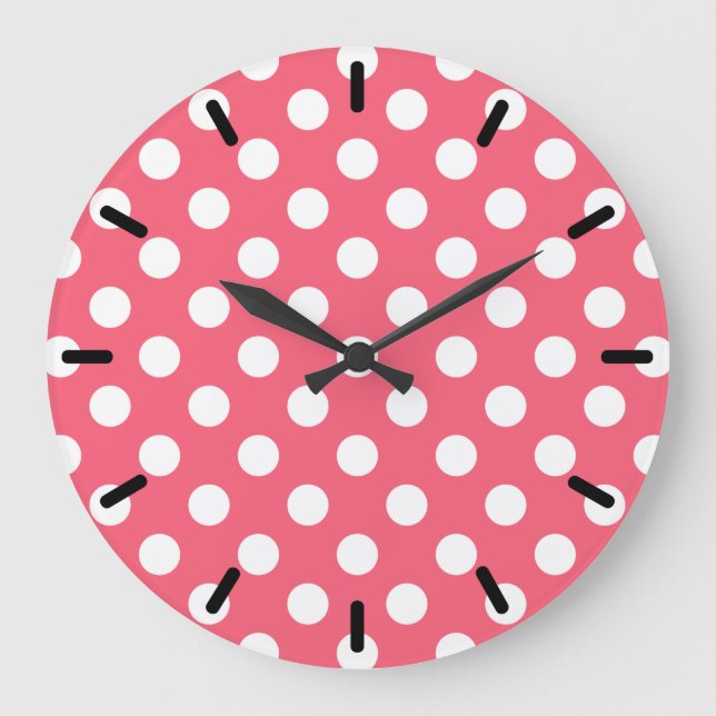 Grande Horloge Ronde Pois blancs sur corail (Recto)