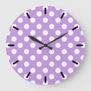 Grande Horloge Ronde Pois blancs sur lilas