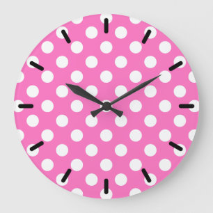 Grande Horloge Ronde Pois blancs sur rose
