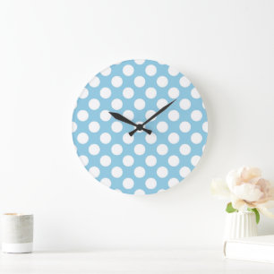 Grande Horloge Ronde Pois Bleus, Motif Pointe Polka, Points, Pointe