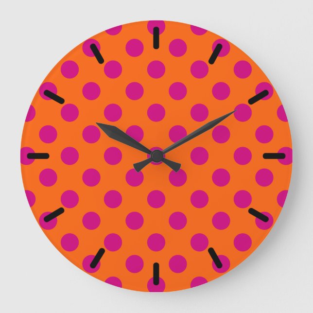 Grande Horloge Ronde Pois Fuchsia orange (Recto)