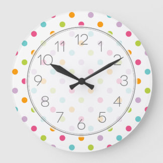 Grande Horloge Ronde Pois jolies filles colorées