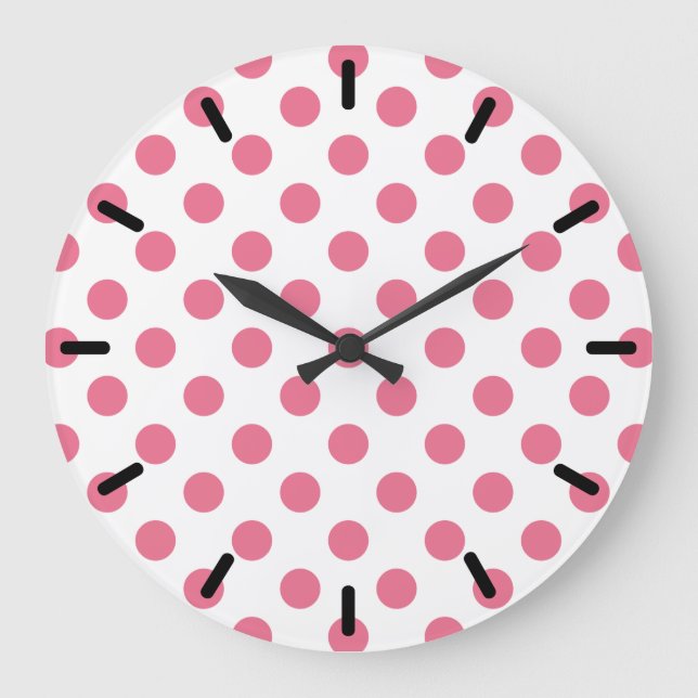 Grande Horloge Ronde Pois rose et blanc (Recto)