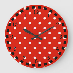 Grande Horloge Ronde Pois rouges et blancs
