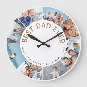 Grande Horloge Ronde Poison pour papa   Best Papa Ever Photo Collage