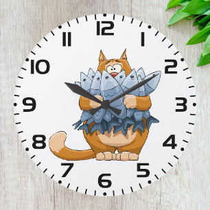 Grande Horloge Ronde Poisson d'élevage de chats