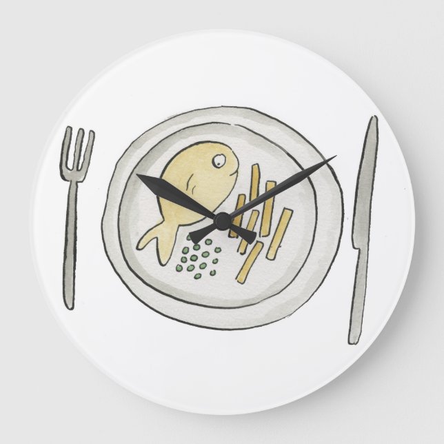 Grande Horloge Ronde Poisson et chips (Recto)
