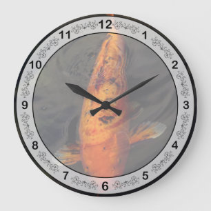 Grande Horloge Ronde Poisson - Gros poisson petit étang