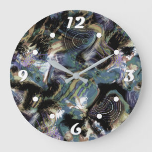 Grande Horloge Ronde Poisson marbré