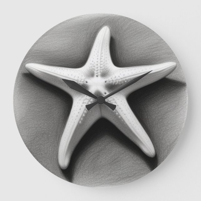 Grande Horloge Ronde Poisson noir et blanc (Recto)