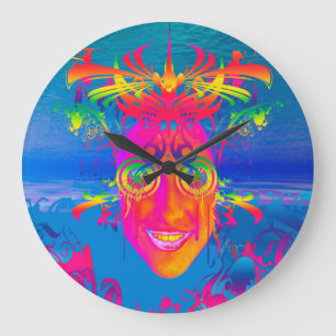 Grande Horloge Ronde Poisson psychédélique