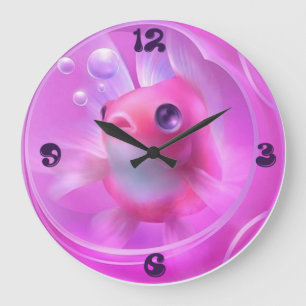Grande Horloge Ronde Poisson rose