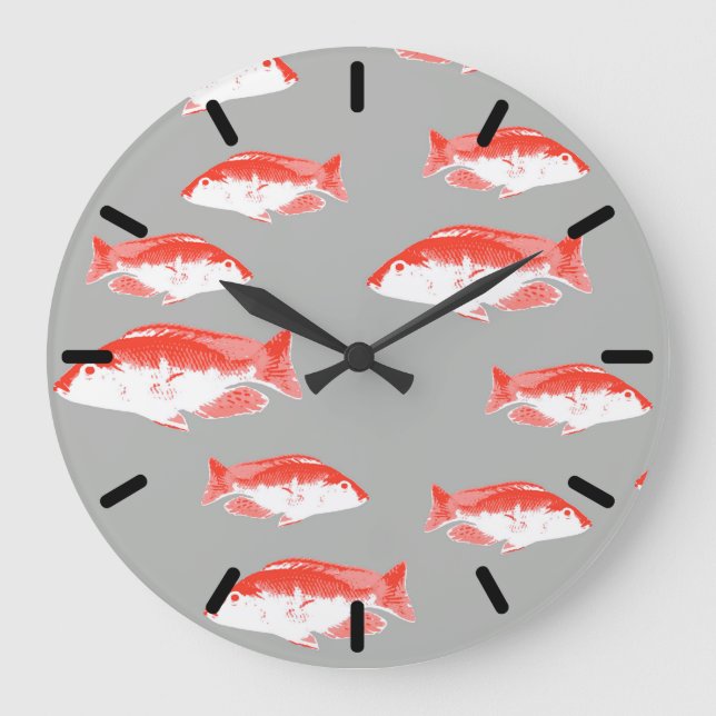 Grande Horloge Ronde Poisson rouge et gris (Recto)