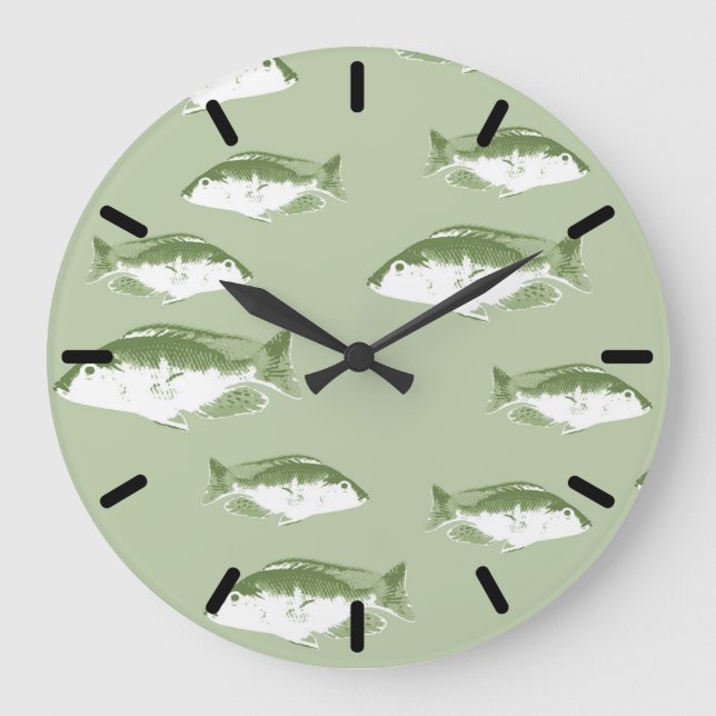 Grande Horloge Ronde Poisson vert olive (Recto)