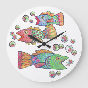Grande Horloge Ronde Poissons de chant