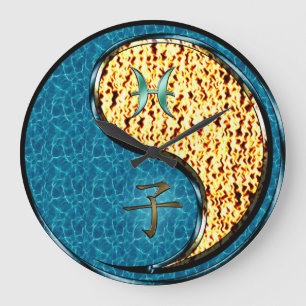 Grande Horloge Ronde Poissons & Rat de feu