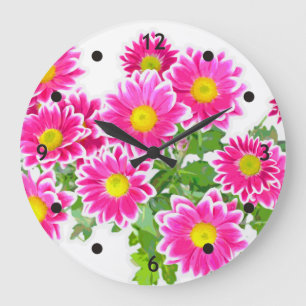 Grande Horloge Ronde Poissons roses / Bouquet Asters + vos idées