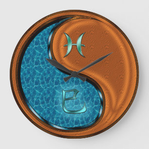 Grande Horloge Ronde Poissons & Serpent de bois