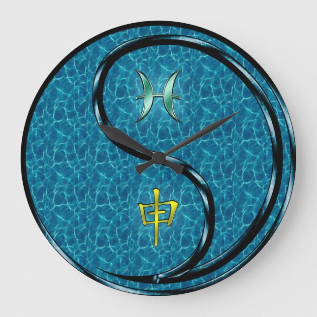 Grande Horloge Ronde Poissons & Singe d'eau (Recto)