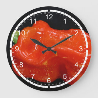 Grande Horloge Ronde Poivron rouge frais