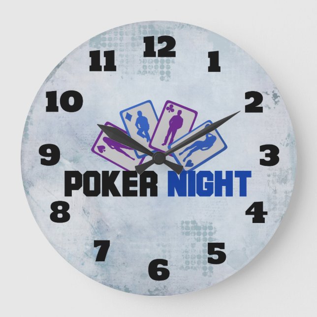 Grande Horloge Ronde Poker Night with Playing Card in Blue and Purple (Recto)