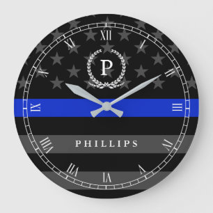 Grande Horloge Ronde Police Styled American Flag monogram