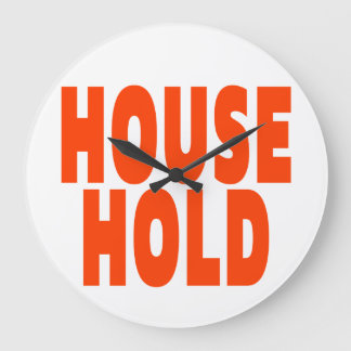 GRANDE HORLOGE RONDE POLICES DE CARACTÈRES ORANGE DE MÉNAGE