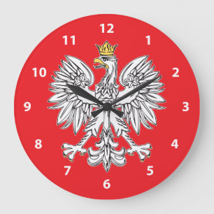 Grande Horloge Ronde Polish Eagle With Gold Crown Wall Clock