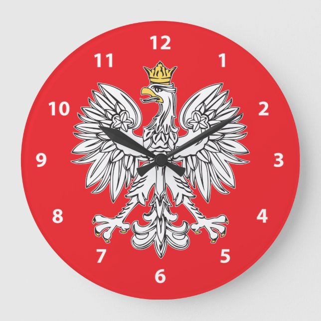 Grande Horloge Ronde Polish Eagle With Gold Crown Wall Clock (Recto)