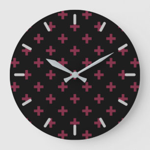 Grande Horloge Ronde Polka de mûre croise sur le noir