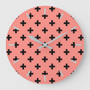 Grande Horloge Ronde Polka noire croise sur pêche