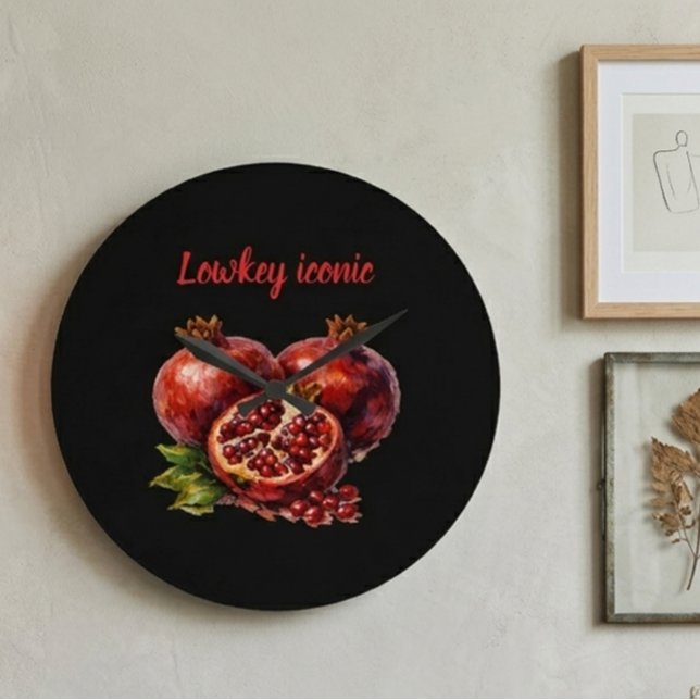 Grande Horloge Ronde Pomegranate Red Rich Oil Paint Aesthetic Elegant  (Créateur téléchargé)