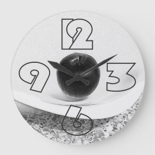 Grande Horloge Ronde Pomme aux teintes grises