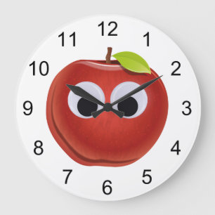 Grande Horloge Ronde Pomme, fruit rouge aux yeux de dieu - Personnalisé