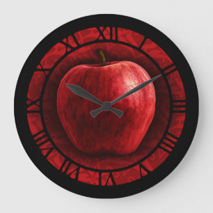 Grande Horloge Ronde Pomme rouge