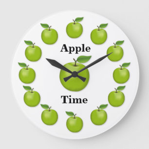 Grande Horloge Ronde Pomme Temps, Granny Smith