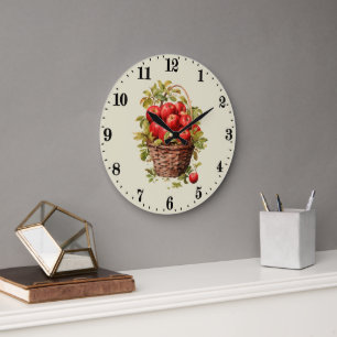Grande Horloge Ronde Pommes corbeille mignonne cuisine