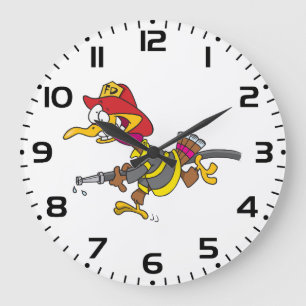 Grande Horloge Ronde Pompier Dindon avec Tuyau